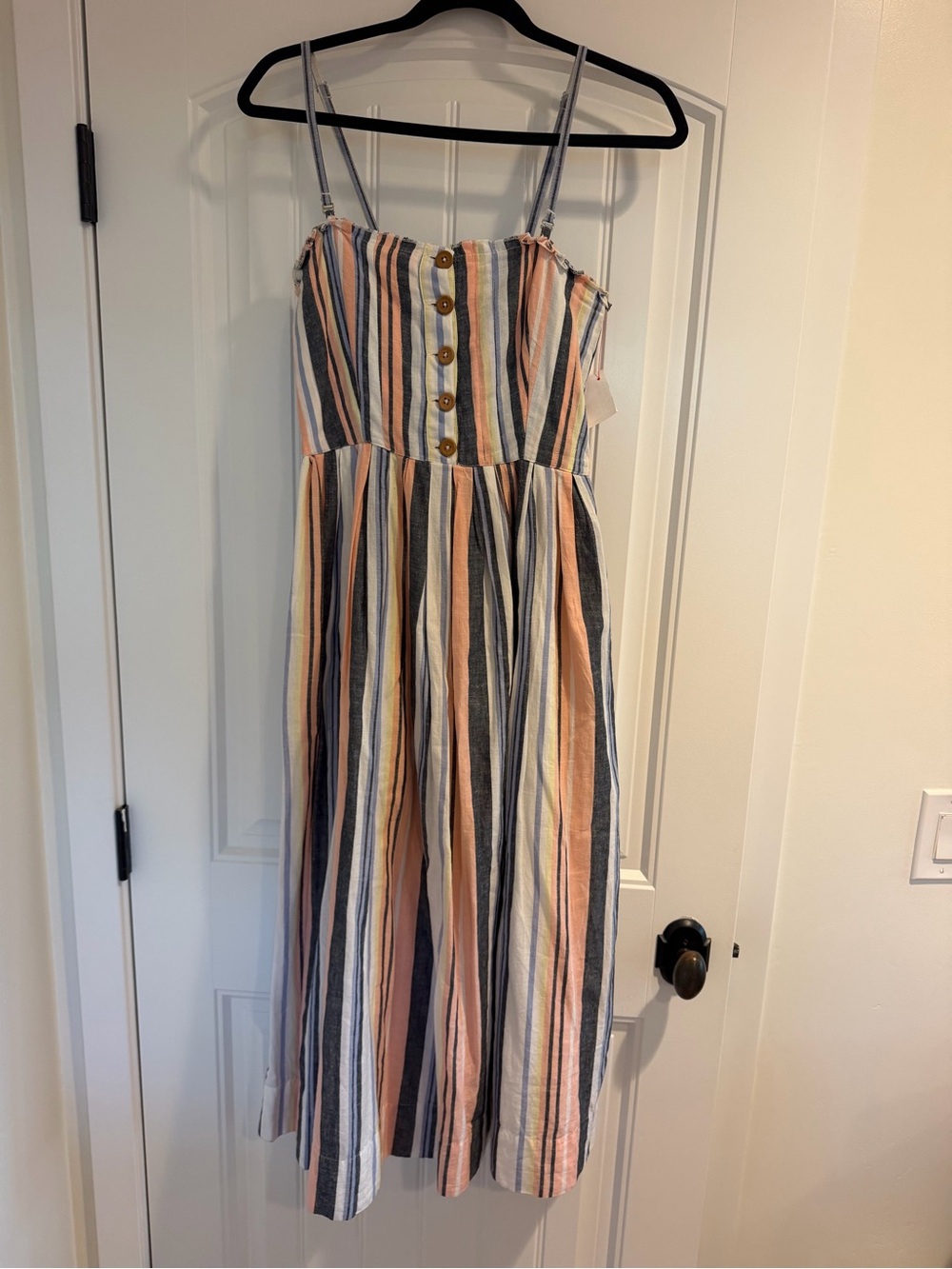 Free People Lilah Striped Button-Front Sundress in Multi-Color